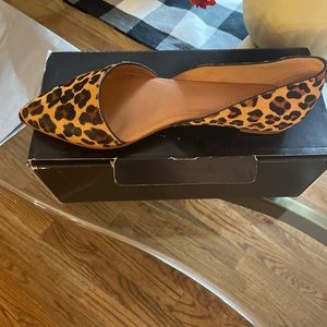 JCrew Zoe leopard calf hair d'Orsay flats